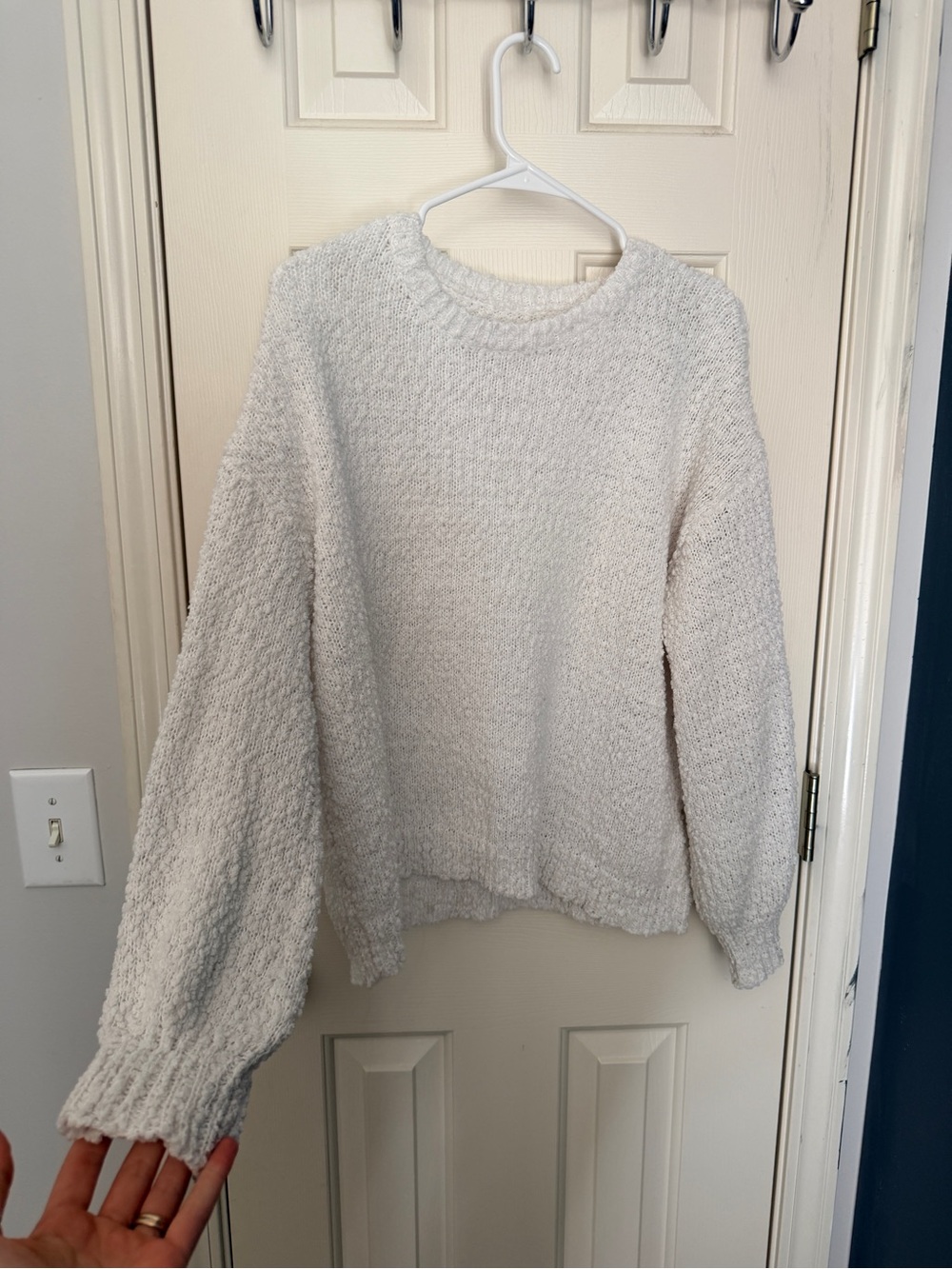 SHEIN Cream Chunky Crewneck Sweater